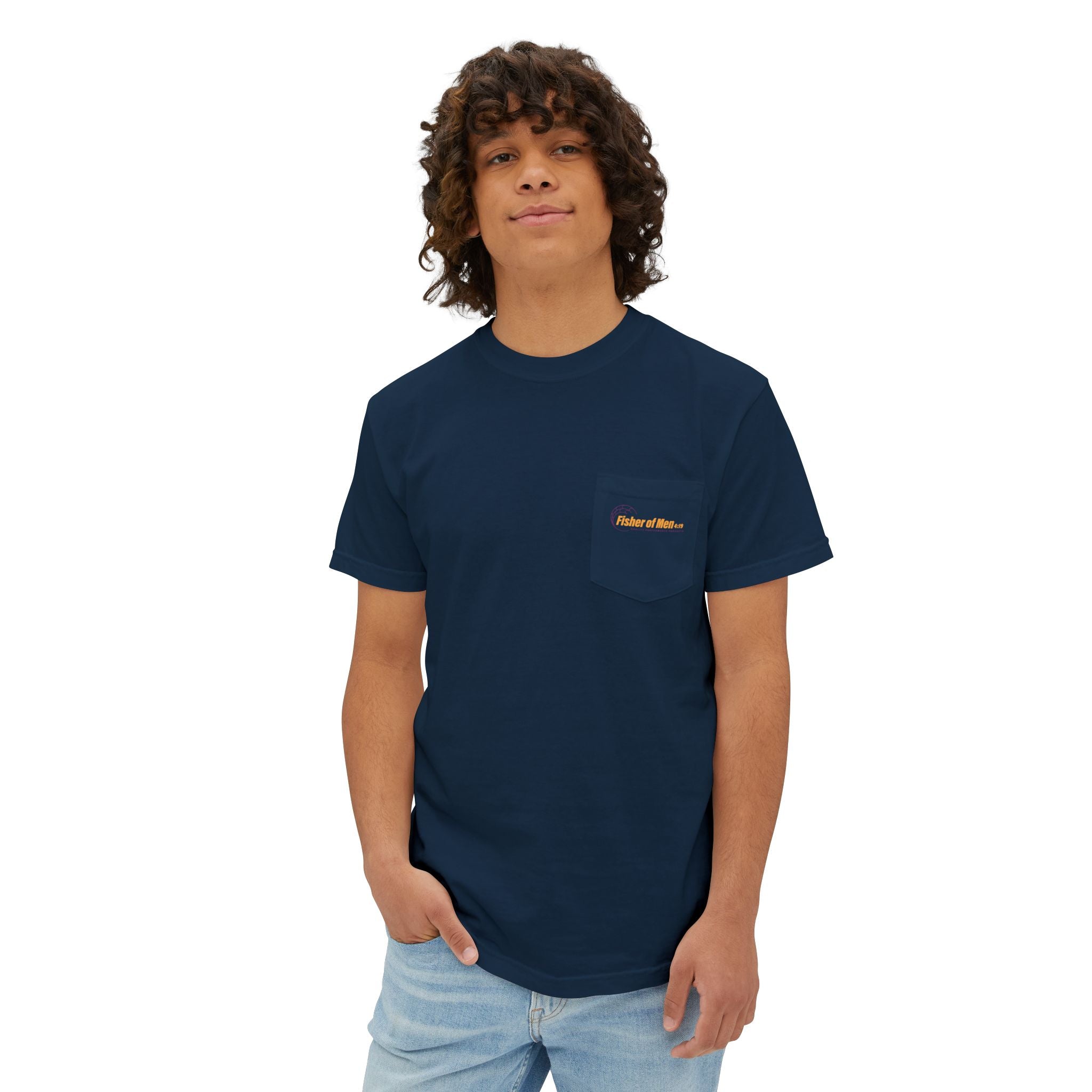 Pocket T-Shirt — "Fisher of Men 4:19" Fishing Graphic