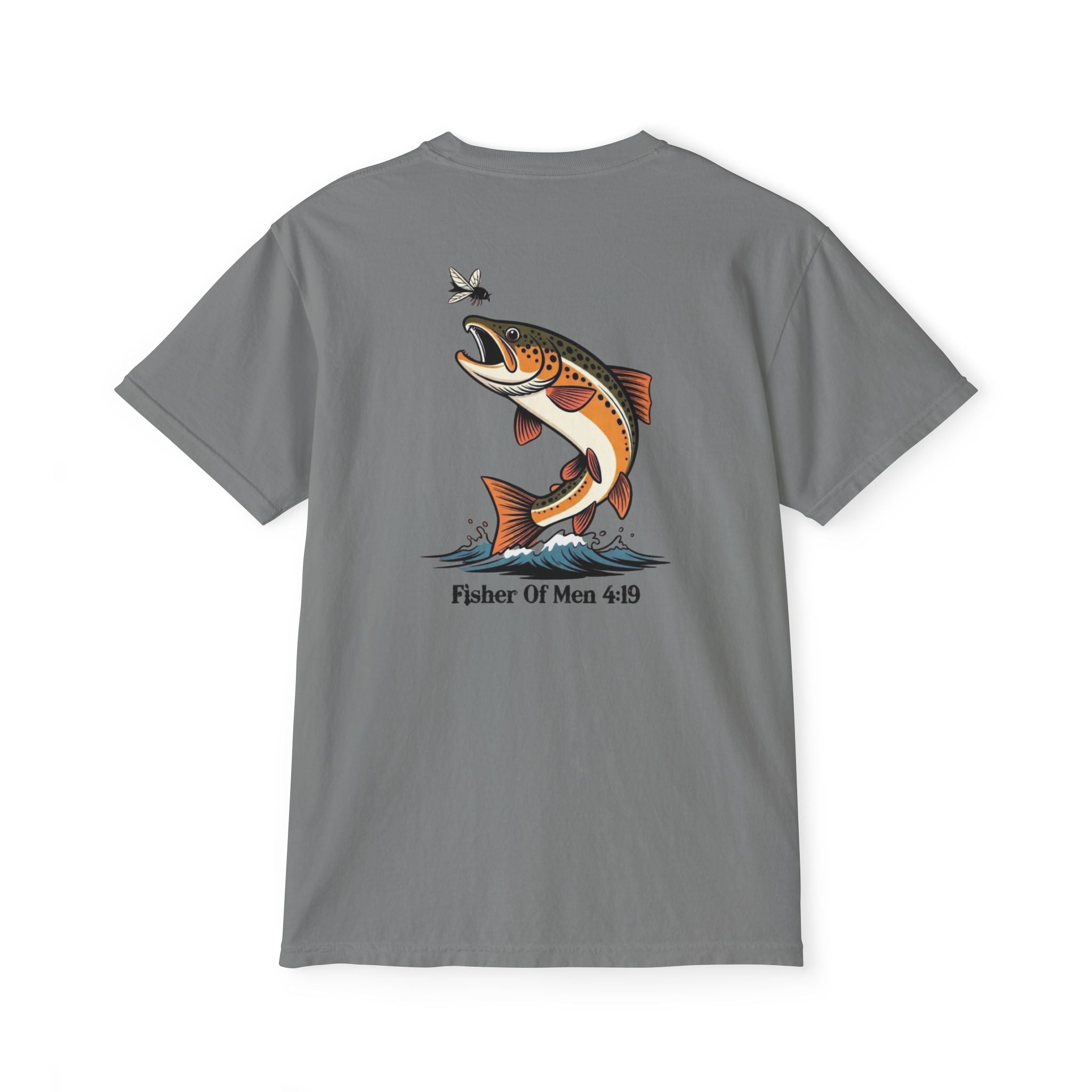 Pocket T-Shirt — "Fisher of Men 4:19" Fishing Graphic