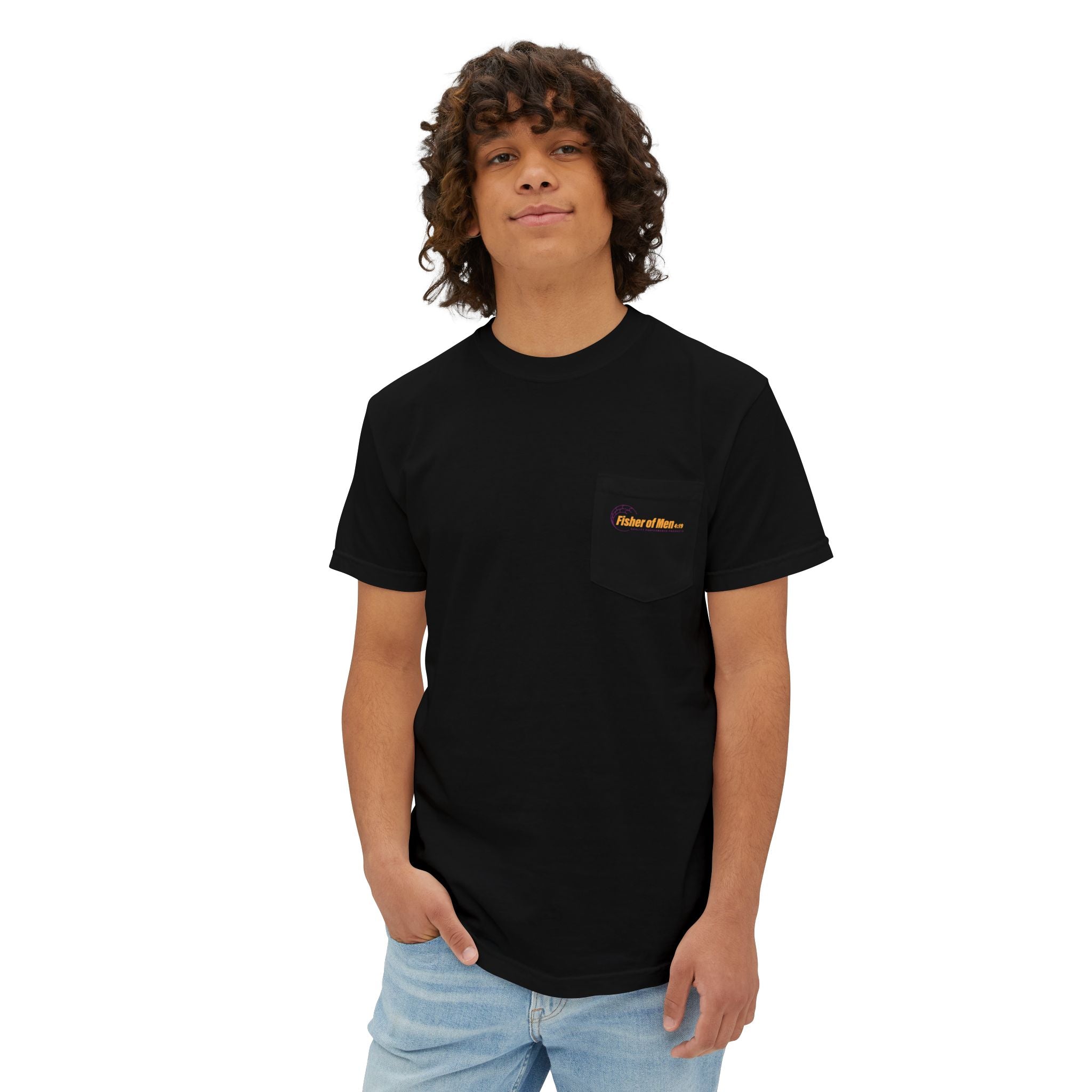 Pocket T-Shirt — "Fisher of Men 4:19" Fishing Graphic