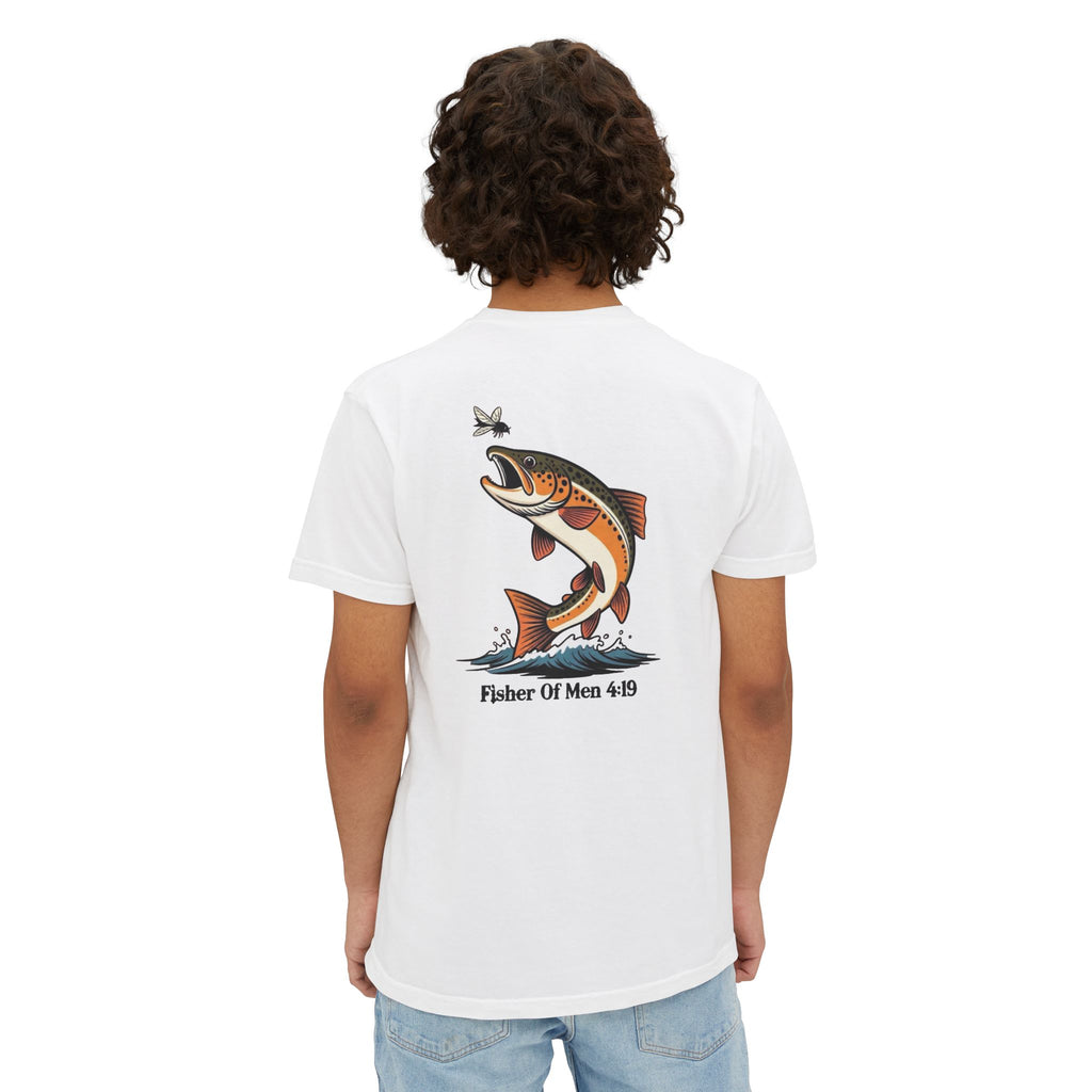 Pocket T-Shirt — "Fisher of Men 4:19" Fishing Graphic