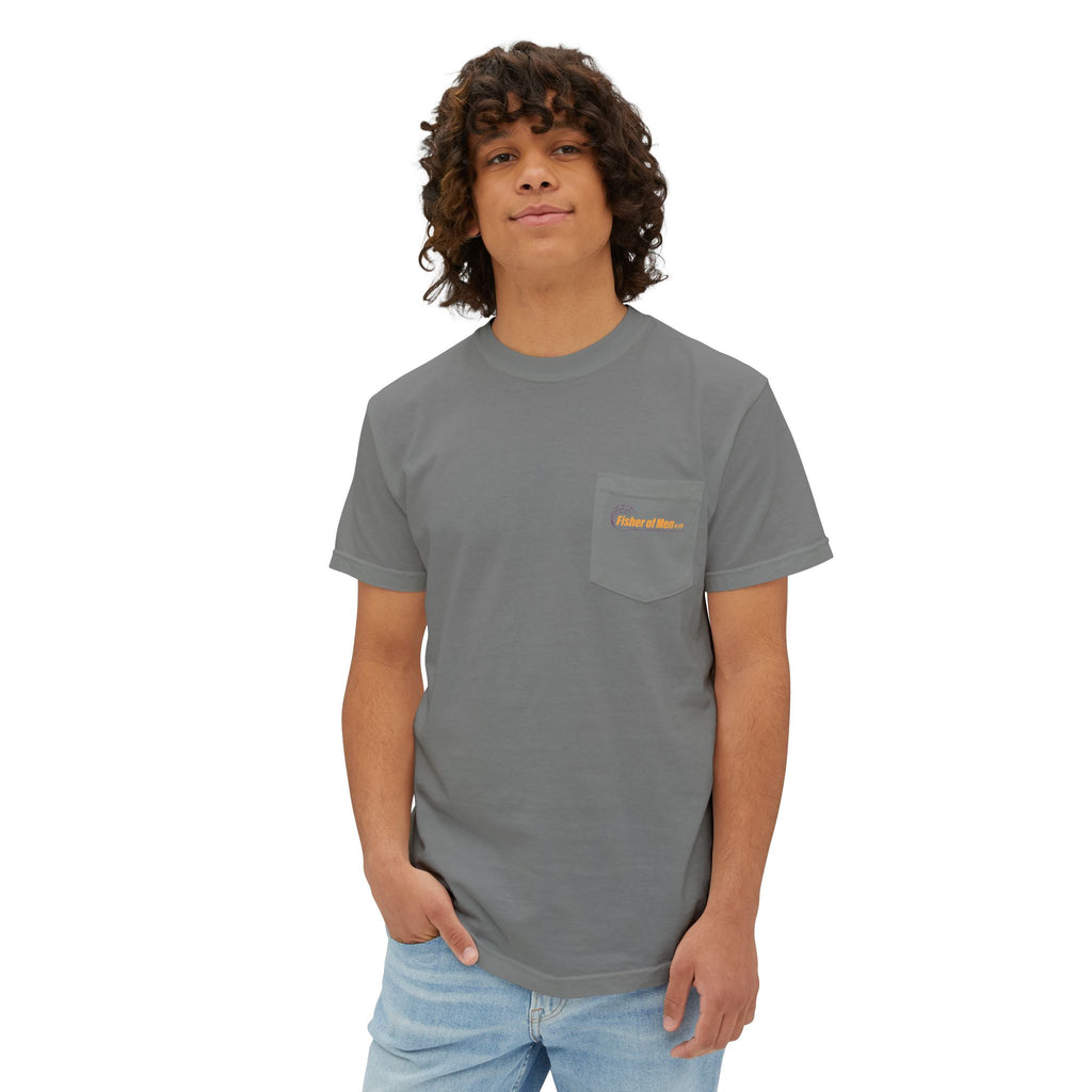Pocket T-Shirt — "Fisher of Men 4:19" Fishing Graphic