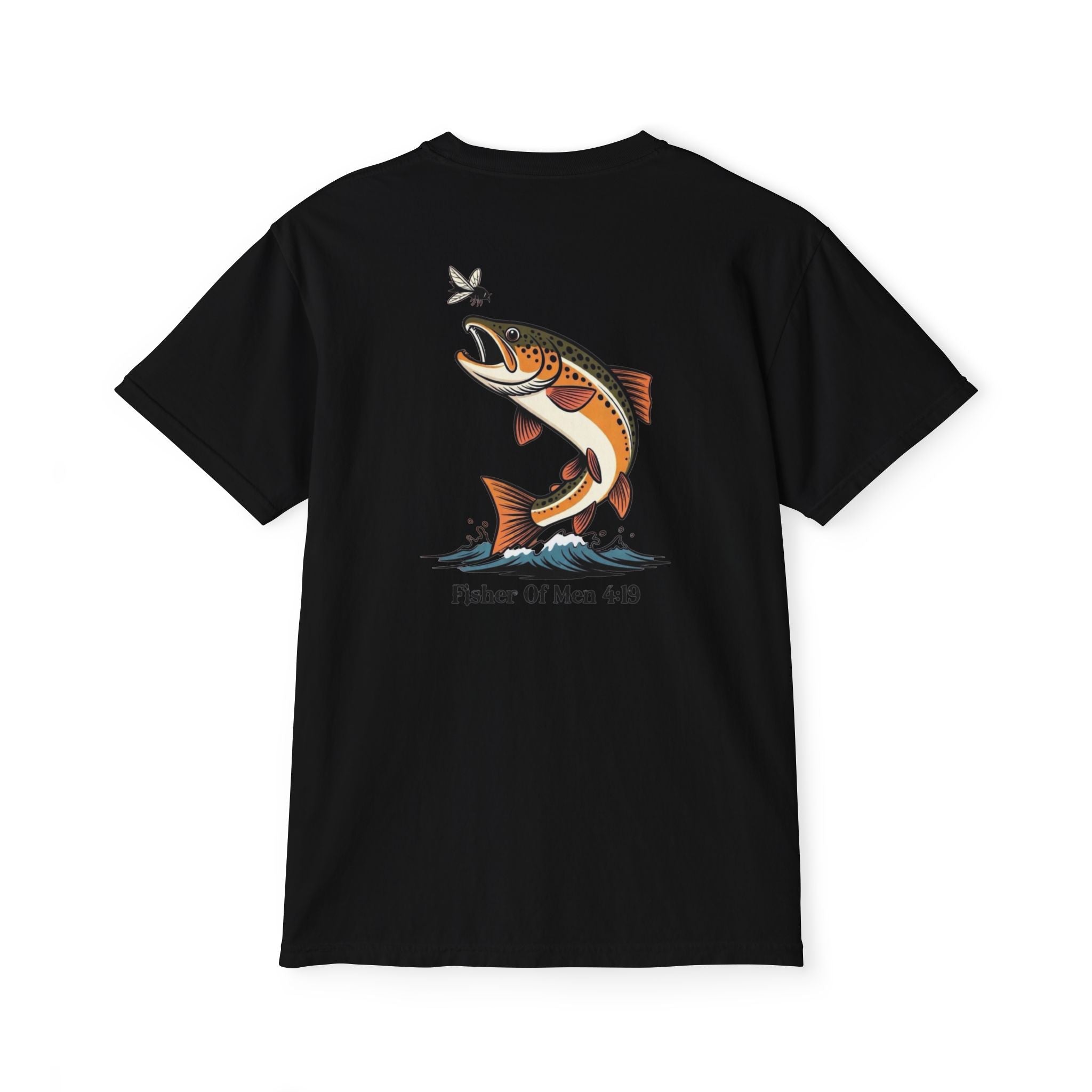 Pocket T-Shirt — "Fisher of Men 4:19" Fishing Graphic