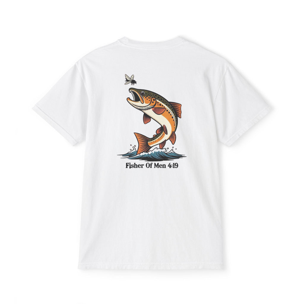 Pocket T-Shirt — "Fisher of Men 4:19" Fishing Graphic