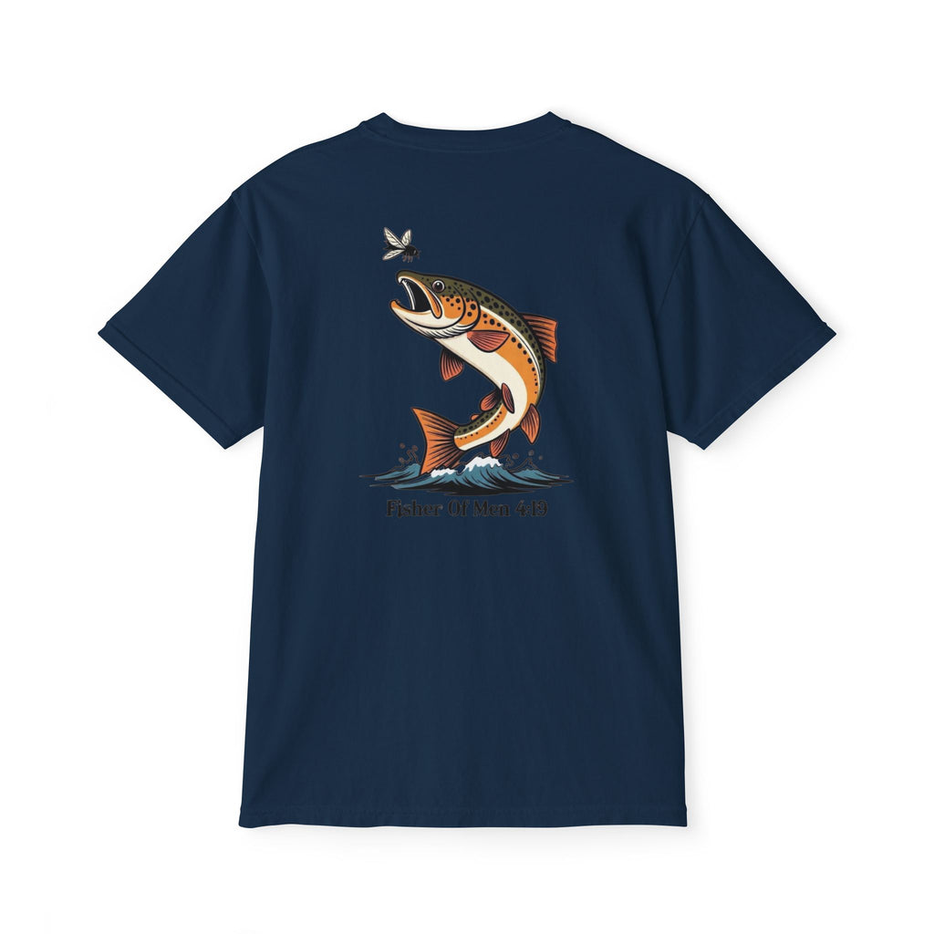 Pocket T-Shirt — "Fisher of Men 4:19" Fishing Graphic